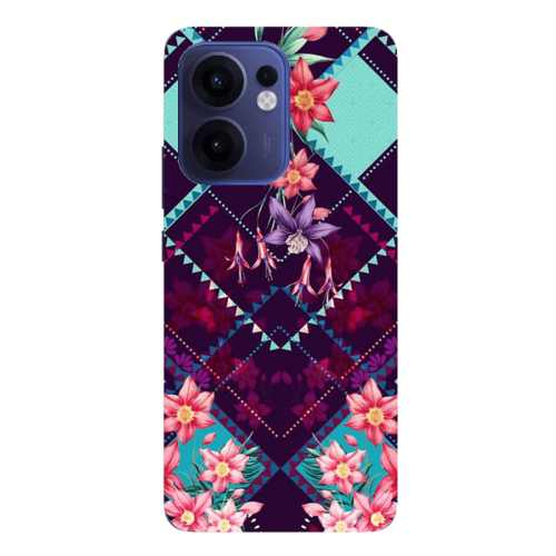 Oppo Reno13 FS Checkered flowers Transparent Silicone TPU Θήκη